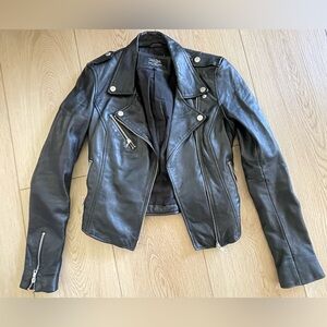 Zara Trafaluc Genuine Leather Moto Jacket XS